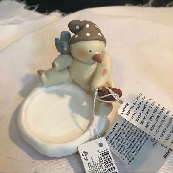 5/$25 Russ Peace In The Meadow Votive Holder Snowman With Red Robin Vintage Box - Picture 4 of 8